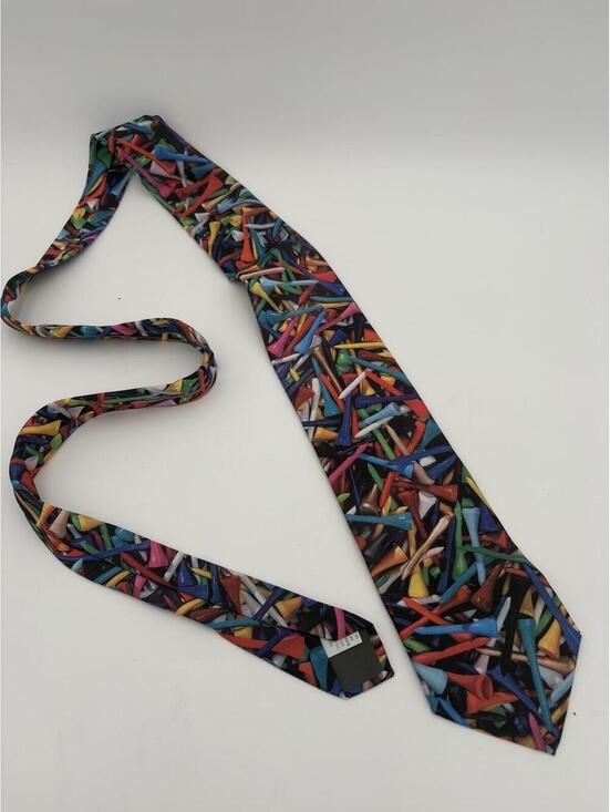 Other - Vintage 1994 Ralph Marlin Colorful Golf Tee Pattern Neck Tie Golf Apparel Tie